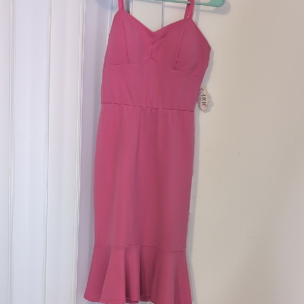 Pink Dress with Ruffle Hem